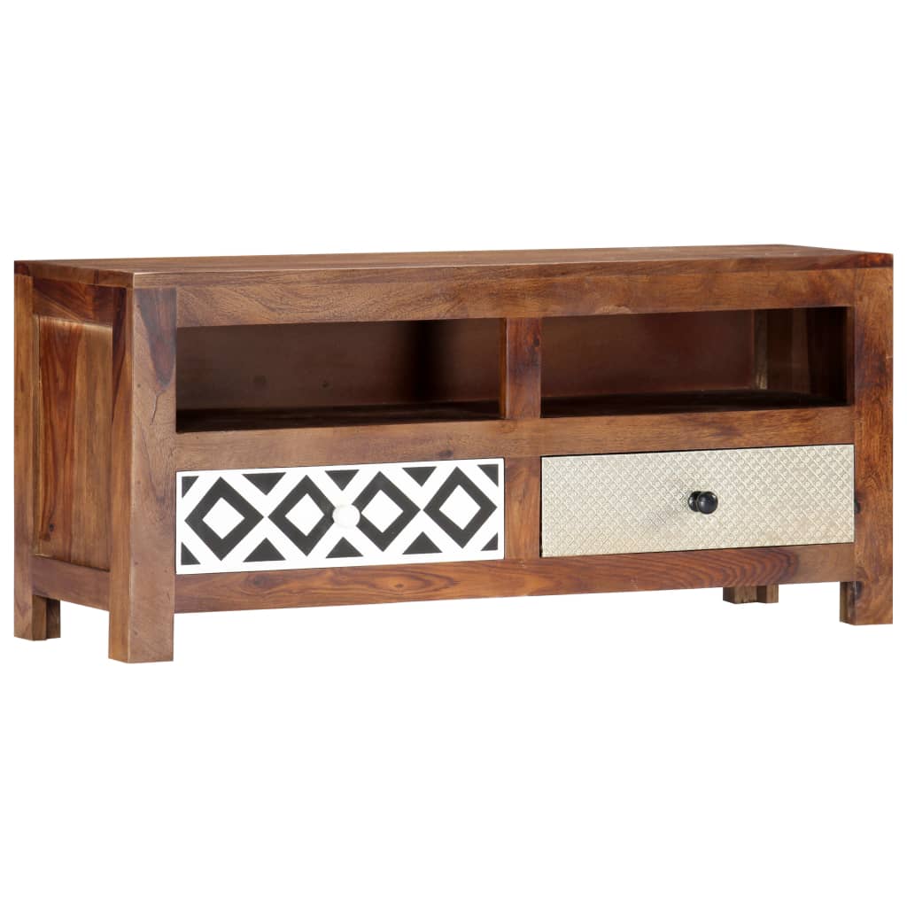 vidaXL TV Stand 35.4"x11.8"x15.7" Solid Wood Sheesham