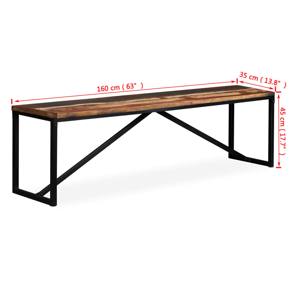 vidaXL Bench Solid Reclaimed Wood 63"x13.8"x17.7"
