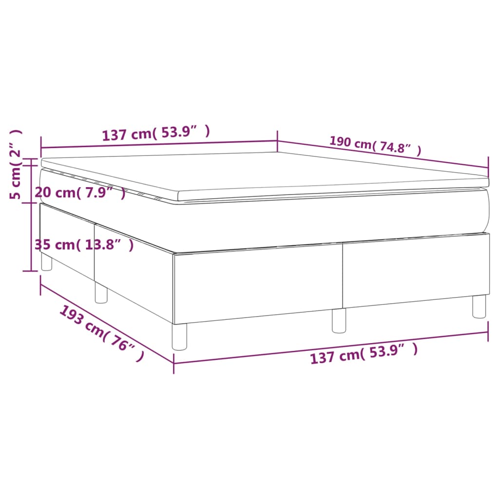 vidaXL Box Spring Bed with Mattress Dark Gray 53.9"x74.8" Full Velvet