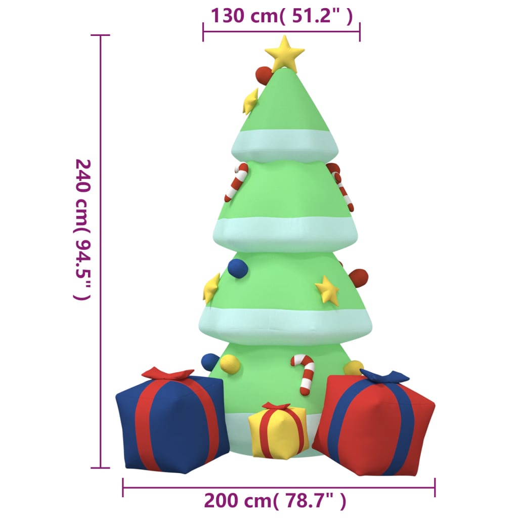 vidaXL Inflatable Christmas Tree with LEDs 94.5"