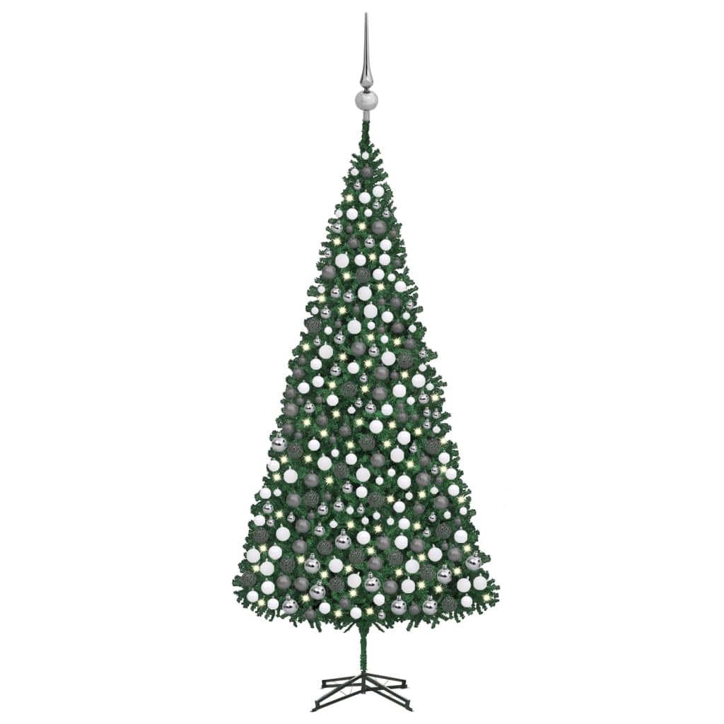 vidaXL Artificial Pre-lit Christmas Tree with Ball Set 196.9" Green