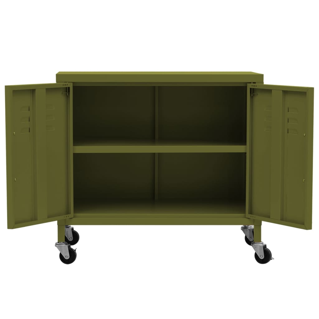 vidaXL Storage Cabinet Olive Green 23.6"x13.8"x22" Steel