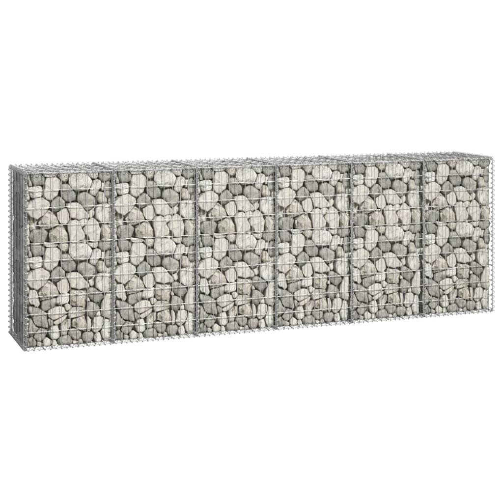 vidaXL Gabion Wall with Covers Galvanized Steel 118"x19.7"x39.4"