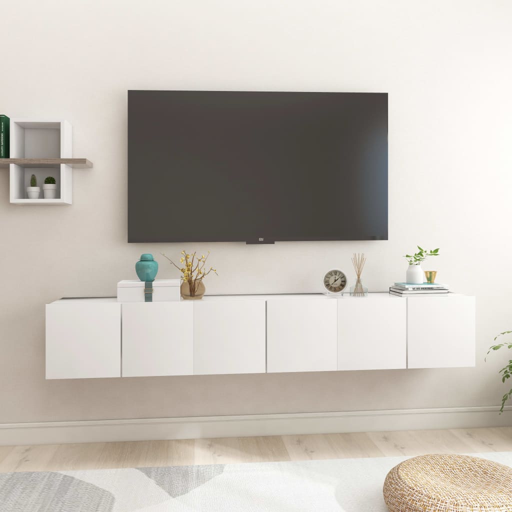 vidaXL Hanging TV Stands 3 Pcs White 23.6"x11.8"x11.8"