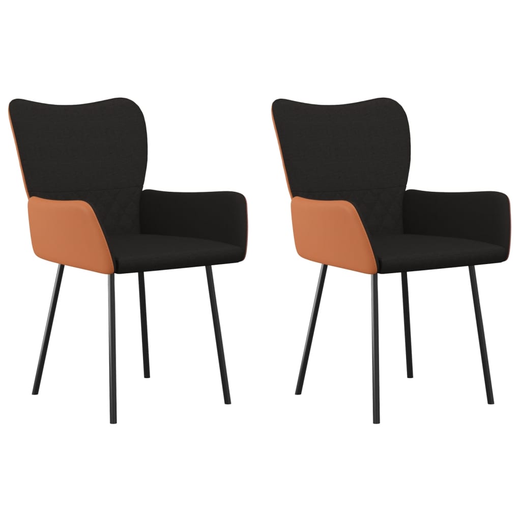 vidaXL Dining Chairs 2 pcs Black Fabric and Faux Leather