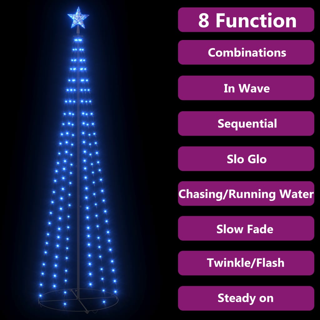 vidaXL Christmas Cone Tree Blue 136 LEDs Decoration 27.6"x94.5"