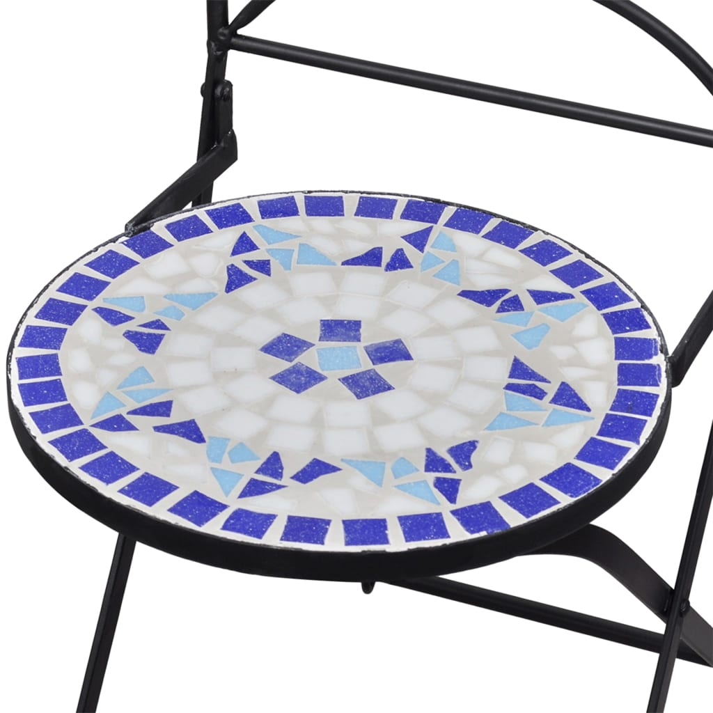vidaXL 3 Piece Mosaic Bistro Set Ceramic Tile Blue and White