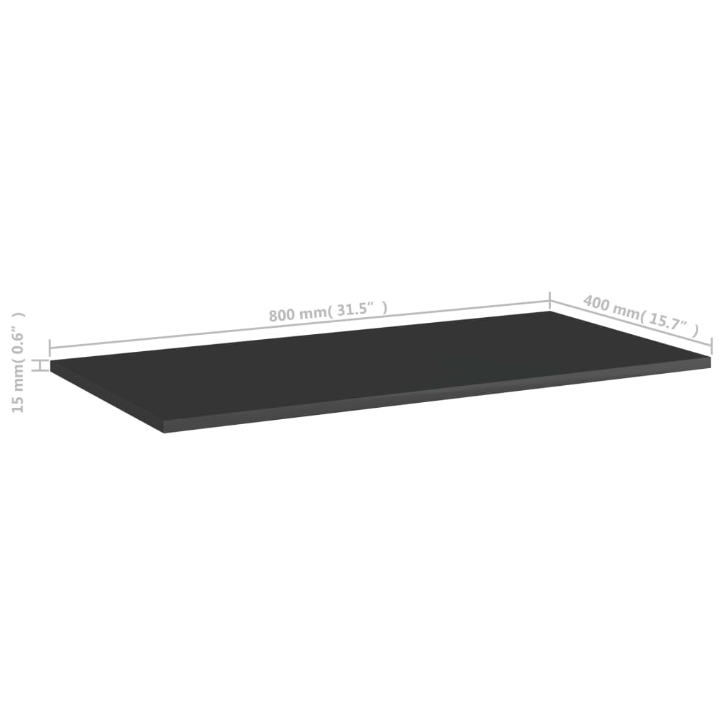 vidaXL Bookshelf Boards 4 pcs High Gloss Black 31.5"x15.7"x0.6" Chipboard