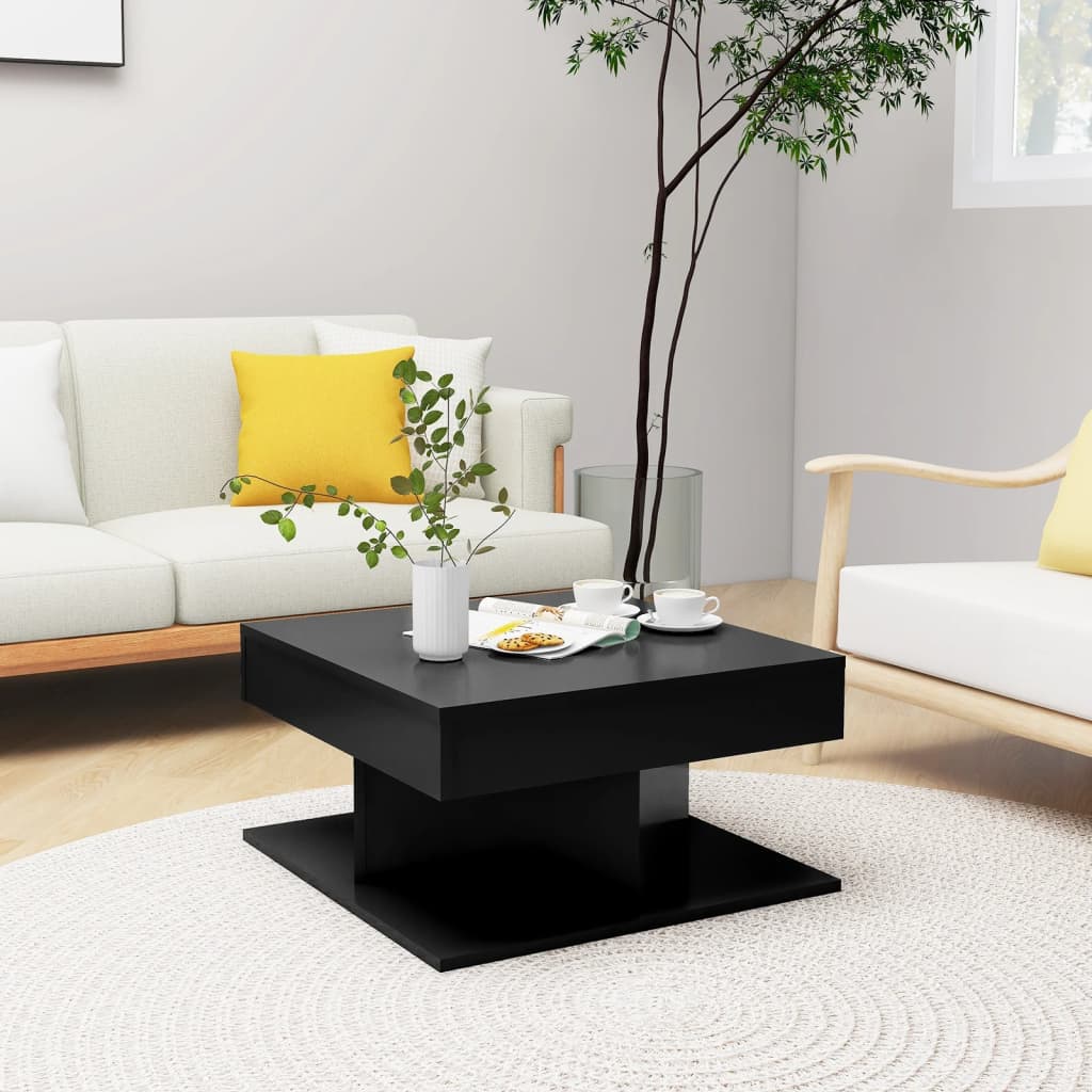 vidaXL Coffee Table Black 22.4"x22.4"x11.8" Engineered Wood