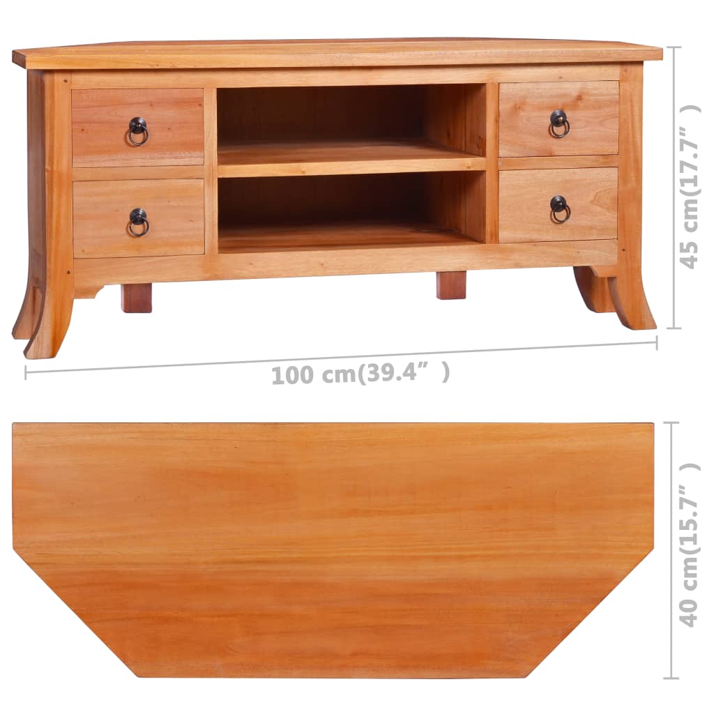 vidaXL TV Cabinet 39.4"x15.7"x17.7" Solid Mahogany Wood