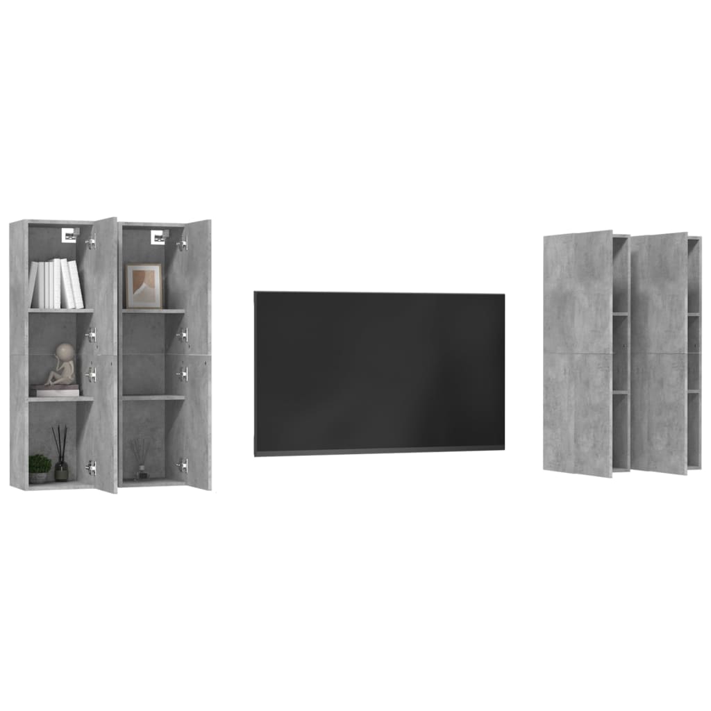 vidaXL TV Cabinets 4 pcs Concrete Gray 12"x11.8"x43.3" Chipboard