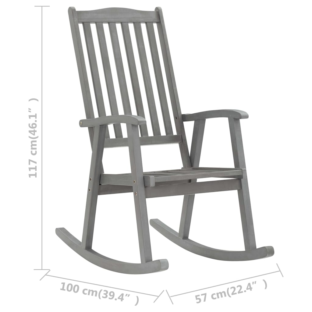vidaXL Rocking Chair Gray Solid Acacia Wood