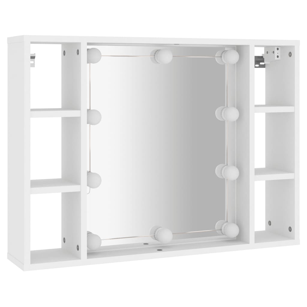 vidaXL Mirror Cabinet with LED White 29.9"x5.9"x21.7"