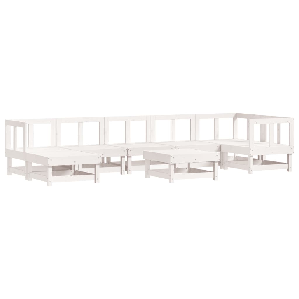 vidaXL 8 Piece Patio Lounge Set with Cushions White Solid Wood