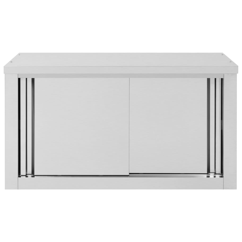 vidaXL Kitchen Wall Cabinet with Sliding Doors 35.4"x15.7"x19.7" Stainless Steel