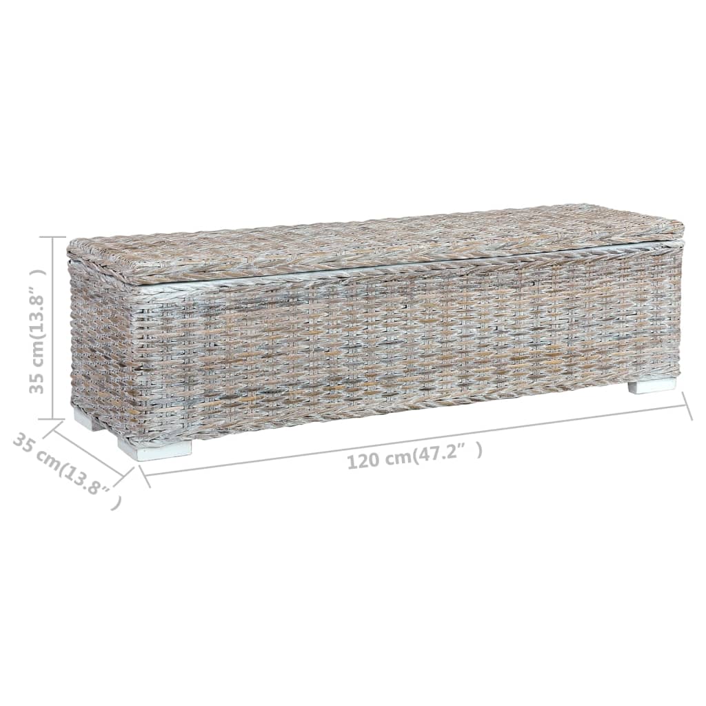 vidaXL Storage Box 47.2" White Kubu Rattan and Solid Mango Wood