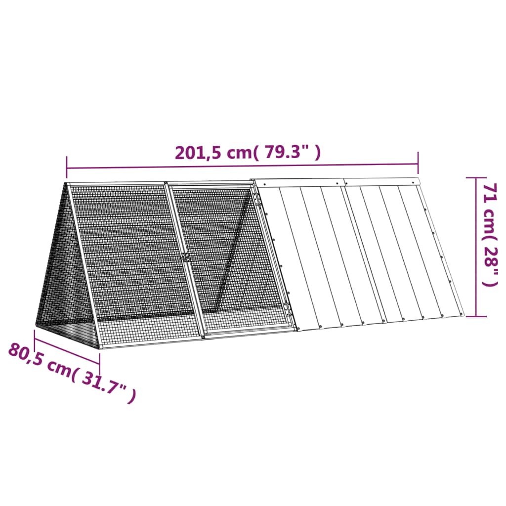 vidaXL Rabbit Cage Anthracite 79.3"x31.7"x28" Galvanized Steel