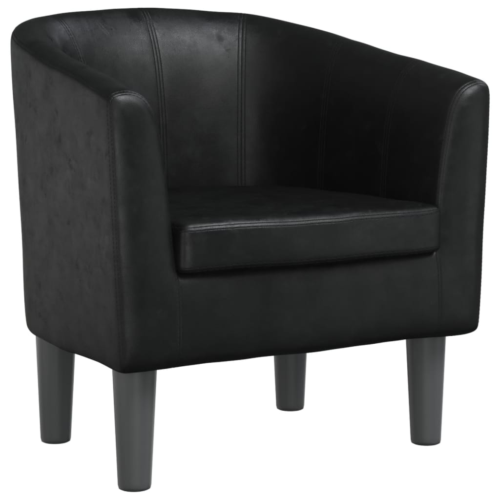 vidaXL Tub Chair Black Faux Leather