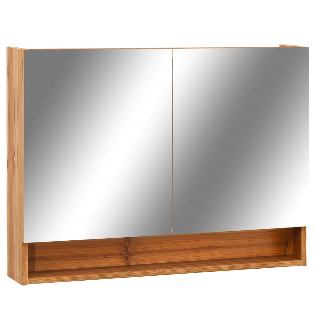vidaXL LED Bathroom Mirror Cabinet Oak 31.5"x5.9"x23.6" MDF