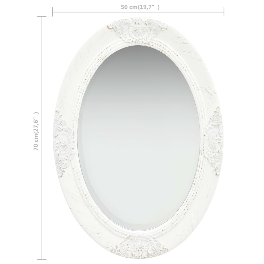 vidaXL Wall Mirror Baroque Style 19.7"x27.6" White
