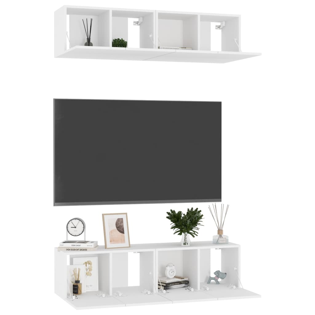 vidaXL TV Stands 4 Pcs White 23.6"x11.8"x11.8" Engineered Wood