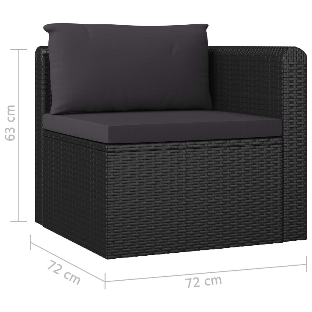 vidaXL 7 Piece Patio Lounge Set with Cushions Poly Rattan Black