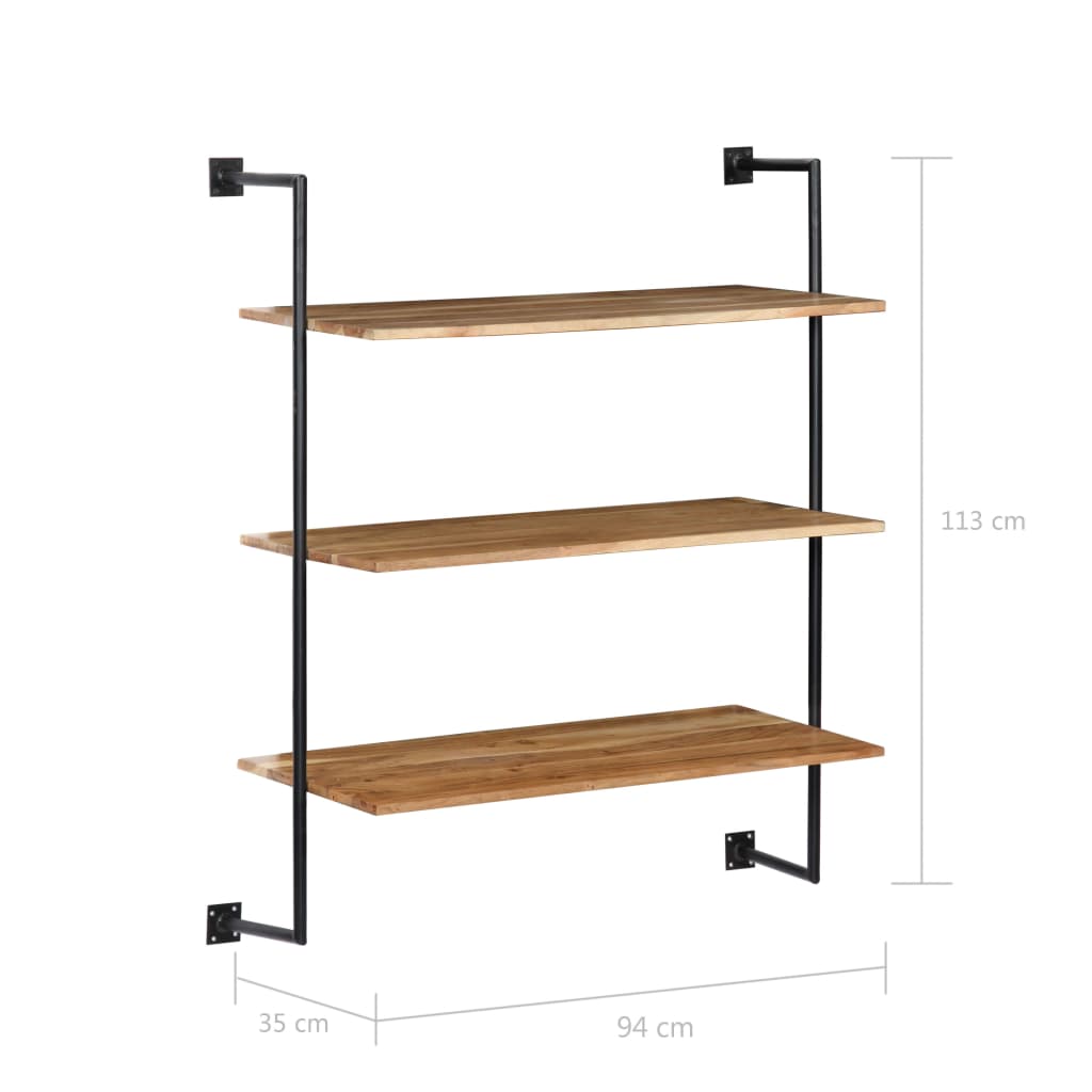 vidaXL Wall Shelf 37"x13.7"x44.4" Solid Acacia Wood