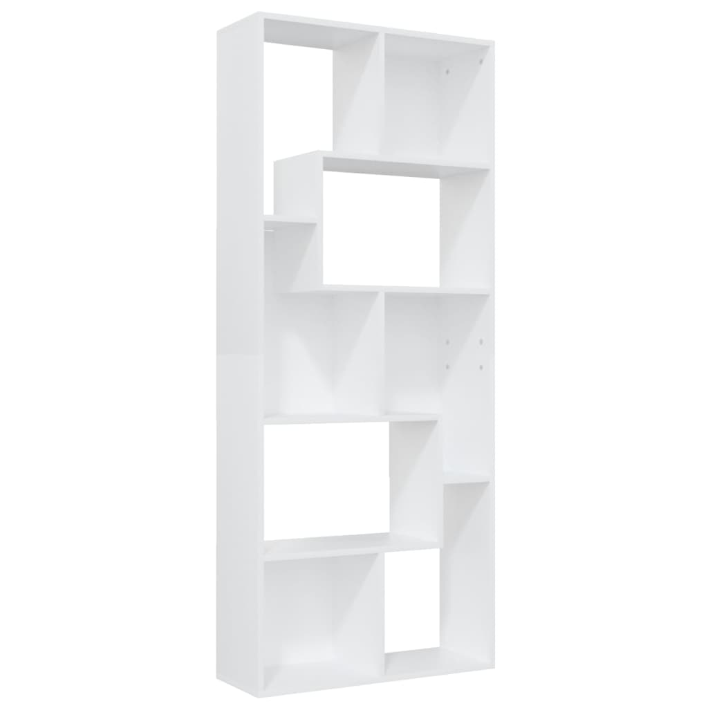 vidaXL Book Cabinet White 26.4"x9.4"x63.4" Engineered Wood
