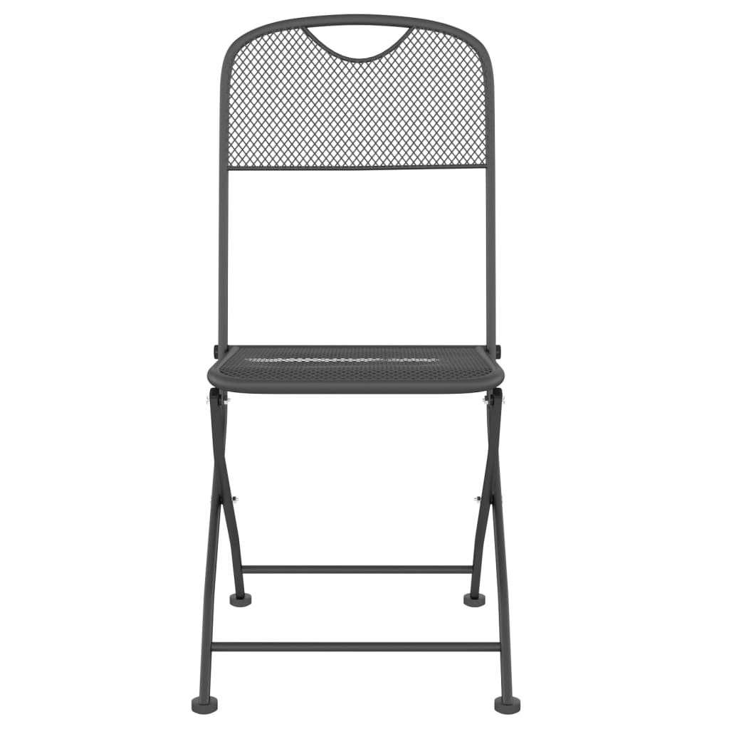 vidaXL Folding Patio Chairs 2 pcs Expanded Metal Mesh Anthracite