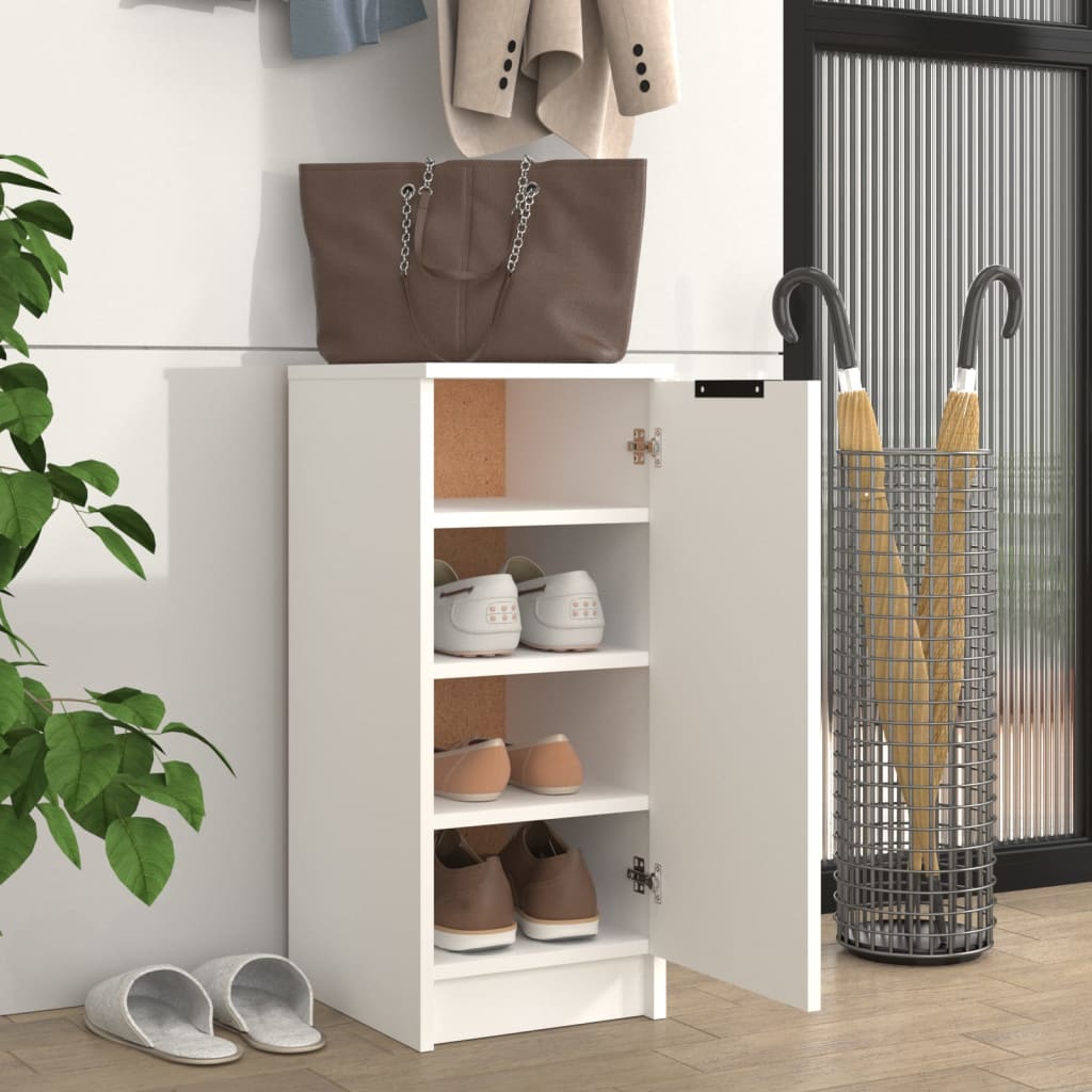 vidaXL Shoe Cabinet White 11.8"x13.8"x27.6" Engineered Wood