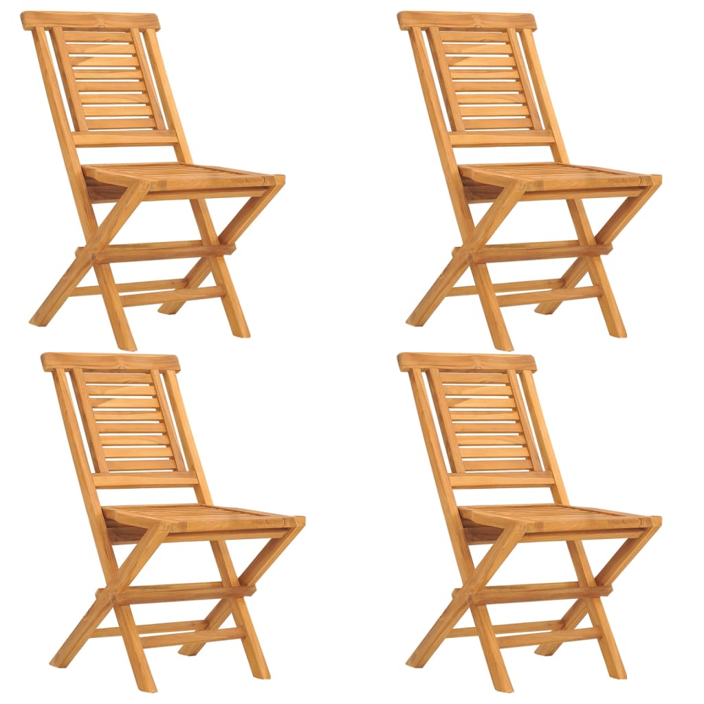 vidaXL Folding Patio Chairs 4 pcs 18.5"x24.8"x35.4" Solid Wood Teak
