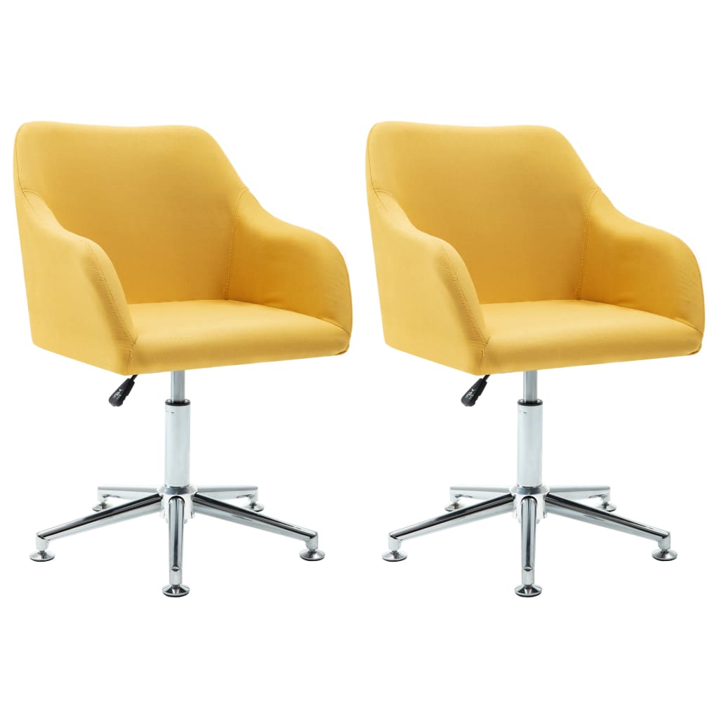vidaXL Swivel Dining Chairs 2 pcs Yellow Fabric