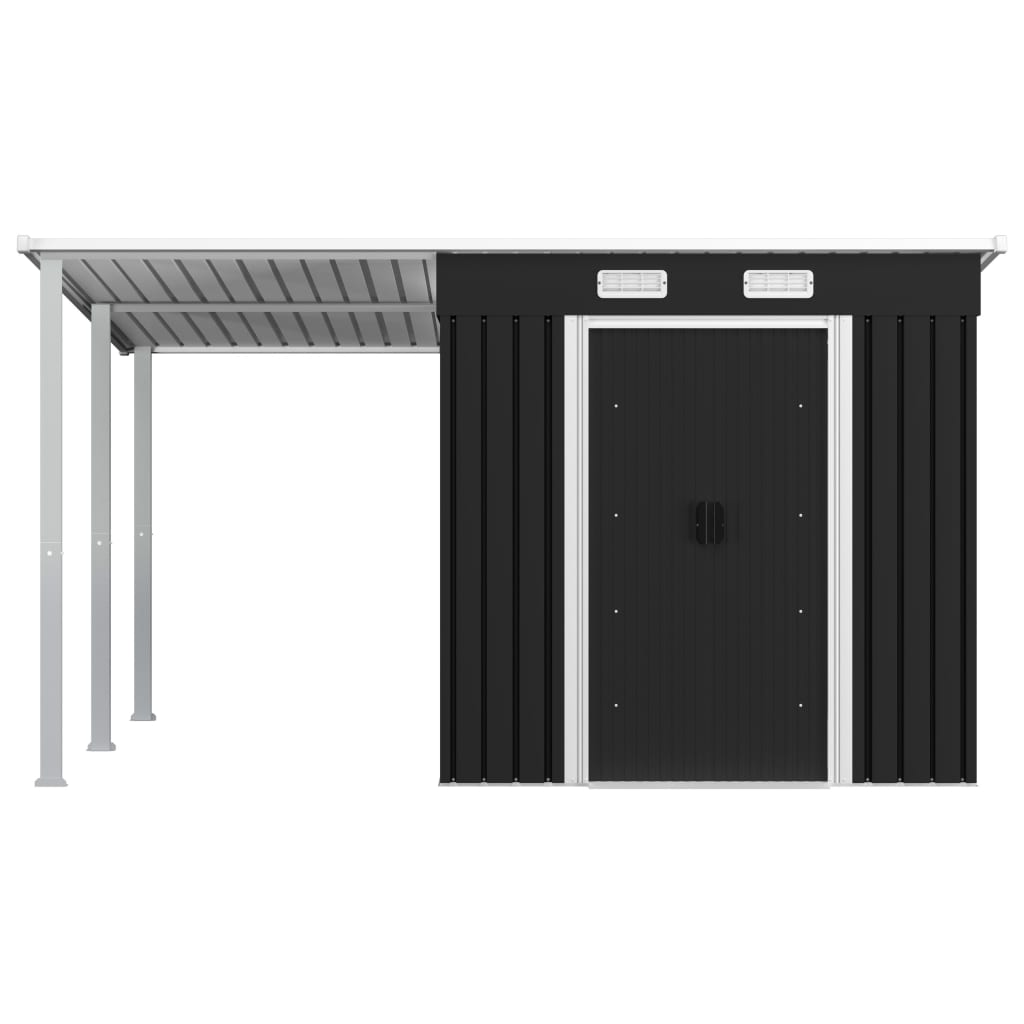 vidaXL Garden Shed with Extended Roof Anthracite 136.2"x92.9"x71.3" Steel