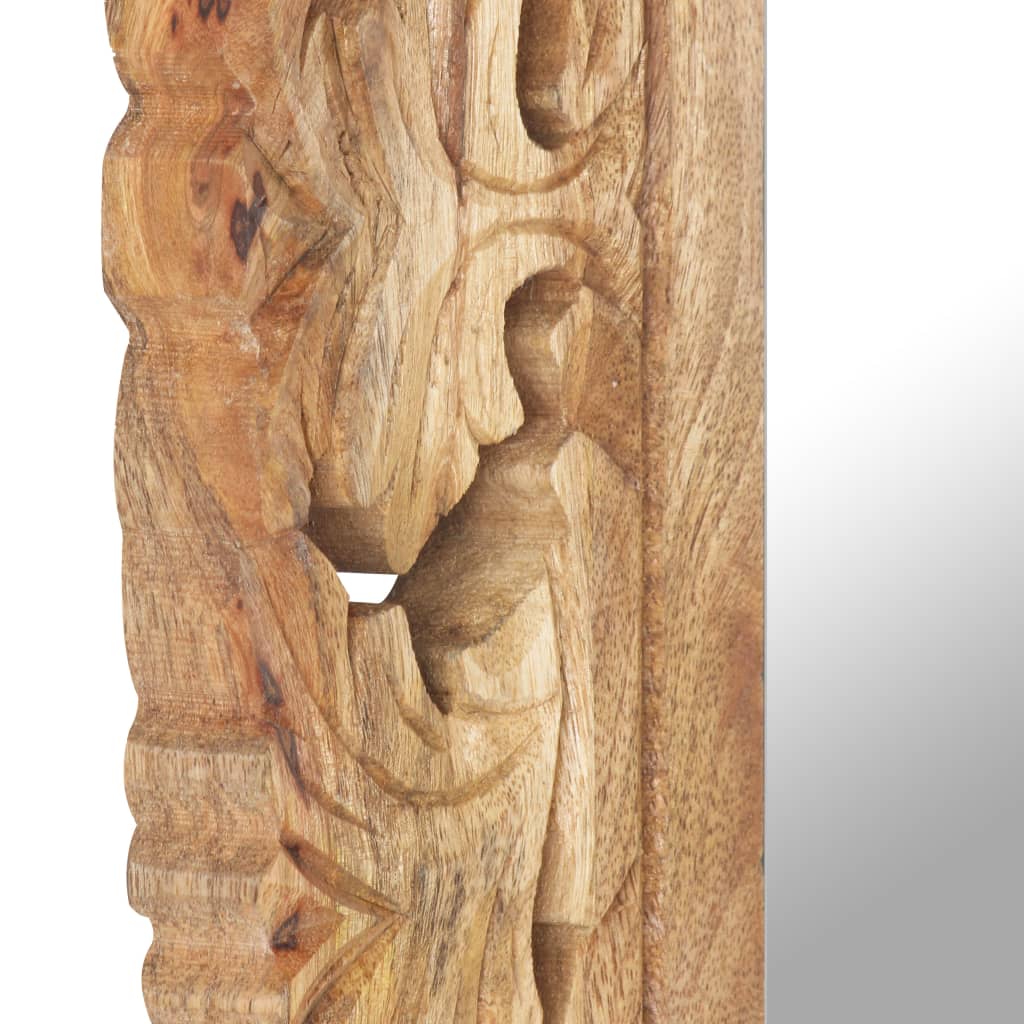 vidaXL Hand Carved Mirror Brown 19.7"x19.7" Solid Mango Wood