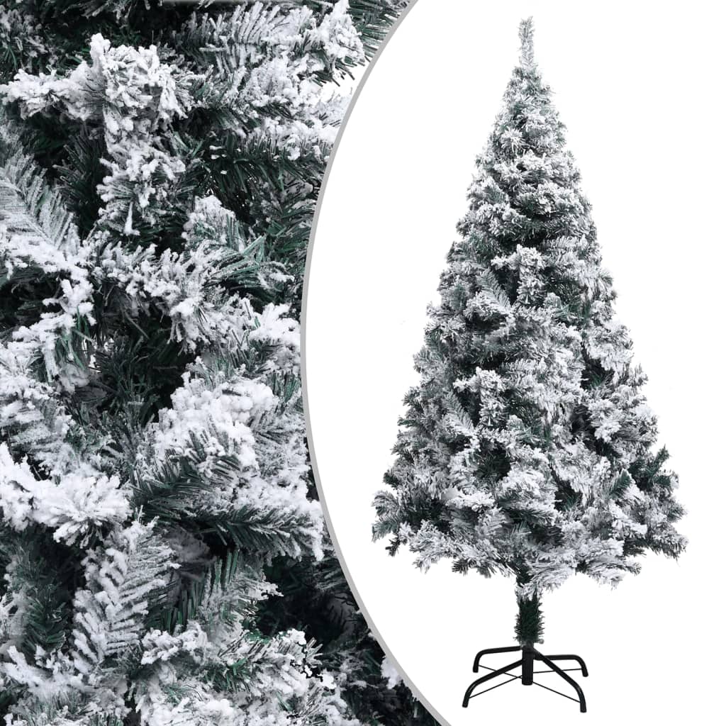 vidaXL Artificial Christmas Tree with LEDs&Flocked Snow Green 59.1"