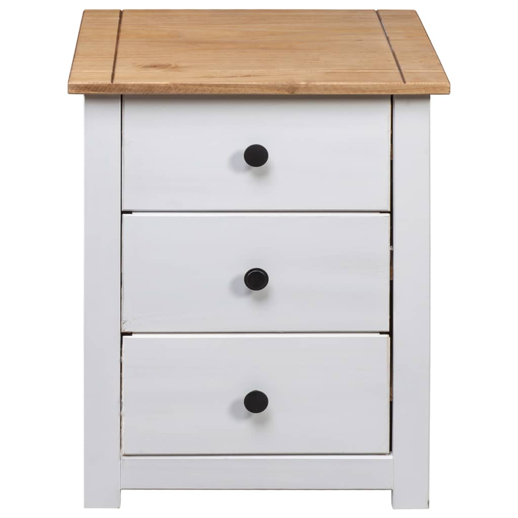 vidaXL Bedside Cabinet White 18.1"x15.7"x22.4" Pinewood Panama Range