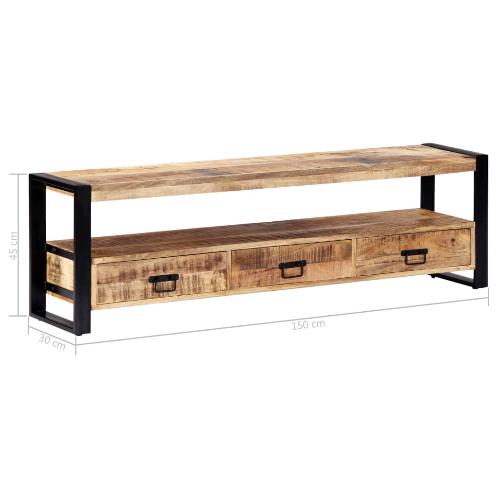 vidaXL TV Stand 59.1"x11.8"x17.7" Solid Wood Mango