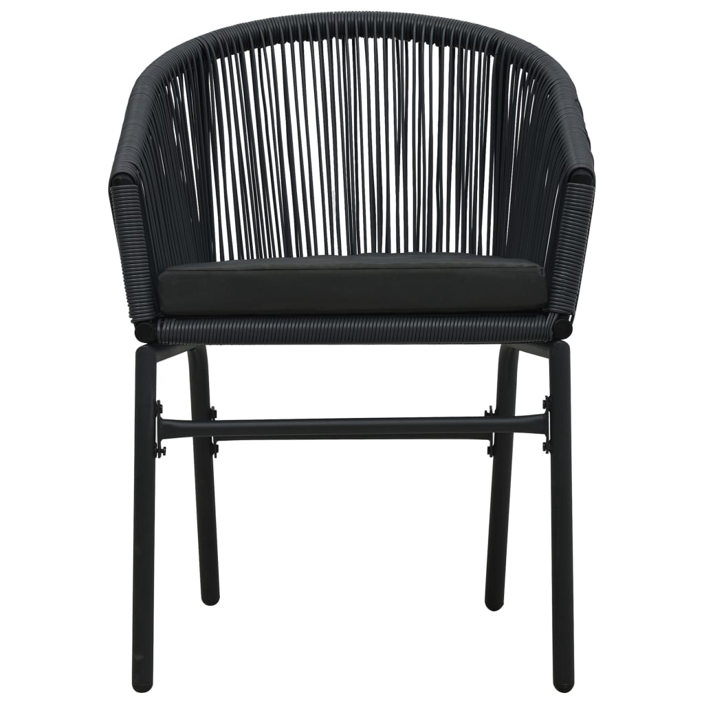 vidaXL Patio Chairs 2 pcs Black PVC Rattan