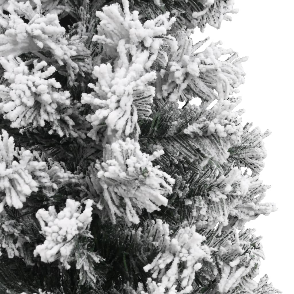vidaXL Slim Artificial Christmas Tree with Flocked Snow Green 70.9" PVC