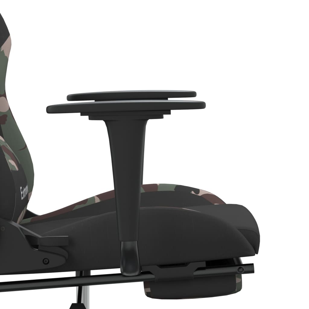 vidaXL Massage Gaming Chair with Footrest Black and Camouflage Fabric