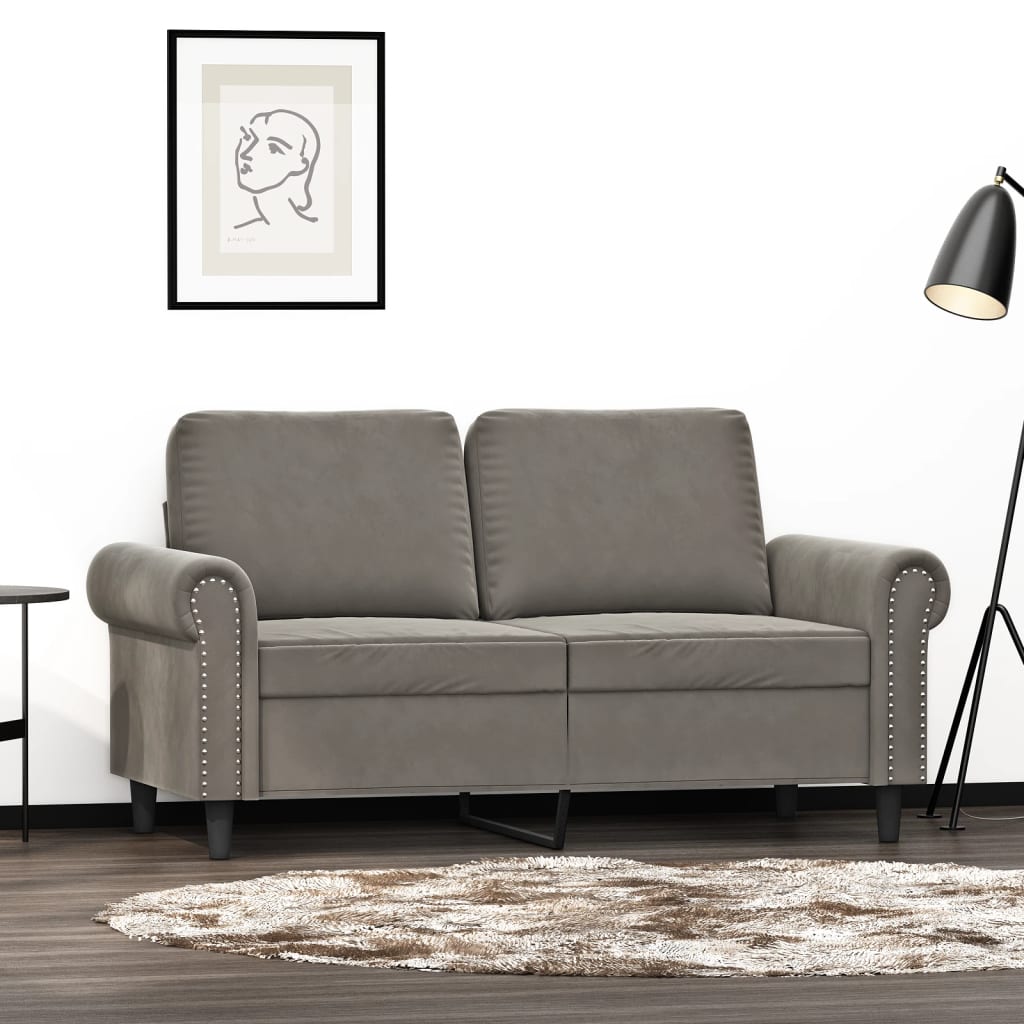 vidaXL 2-Seater Sofa Light Gray 47.2" Velvet