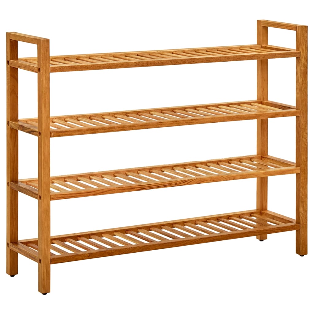 vidaXL Shoe Rack with 4 Shelves 39.4"x10.6"x31.5" Solid Oak Wood