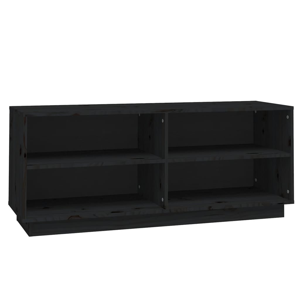 vidaXL Shoe Cabinet Black 43.3"x13.4"x17.7" Solid Wood Pine