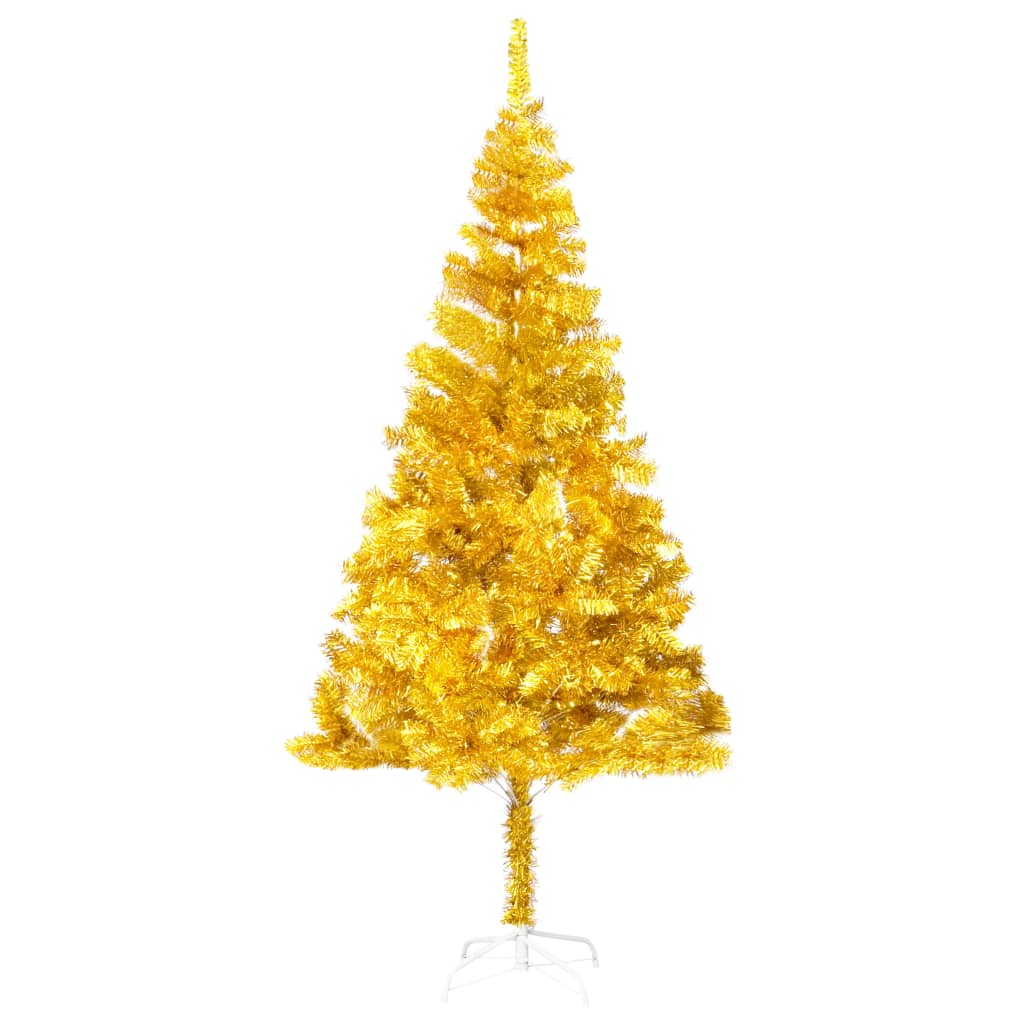 vidaXL Artificial Pre-lit Christmas Tree with Ball Set Gold 82.7" PET