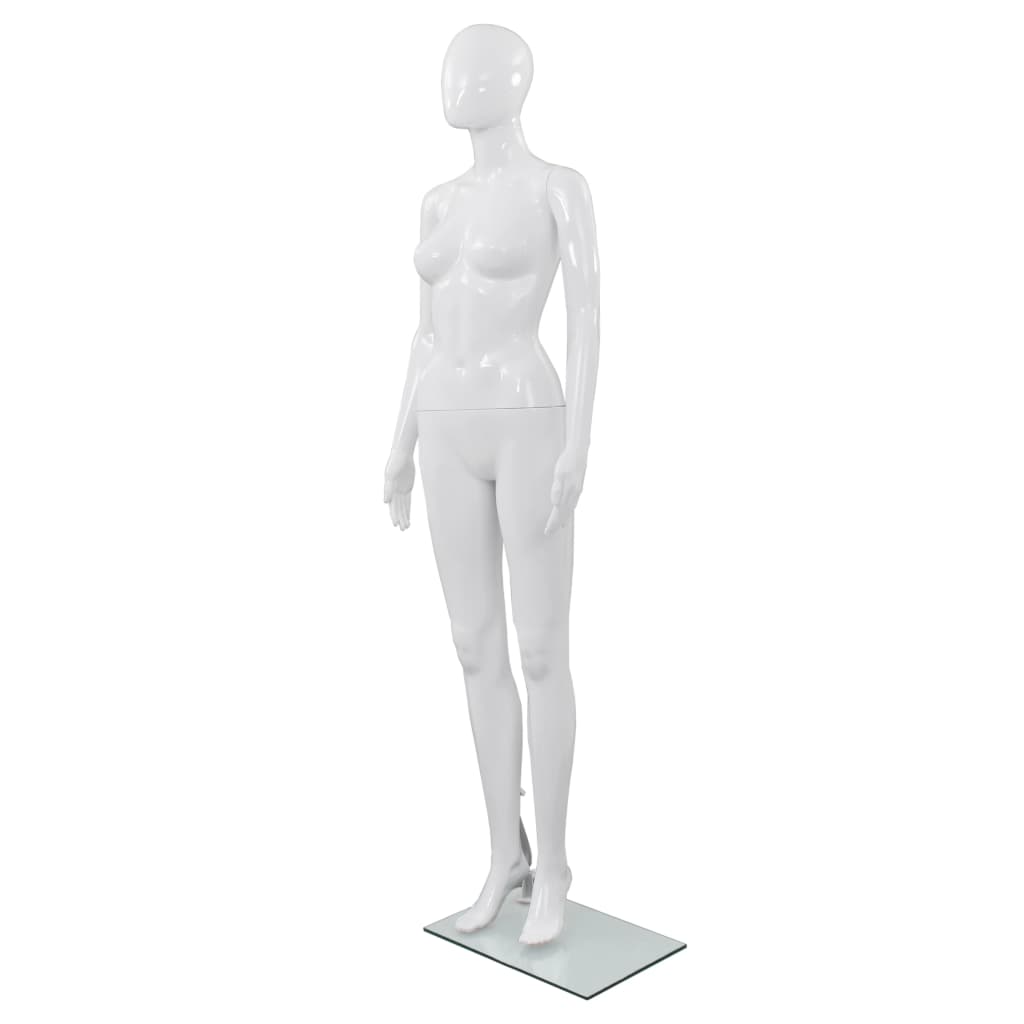 vidaXL Full Body Female Mannequin with Glass Base Glossy White 68.9