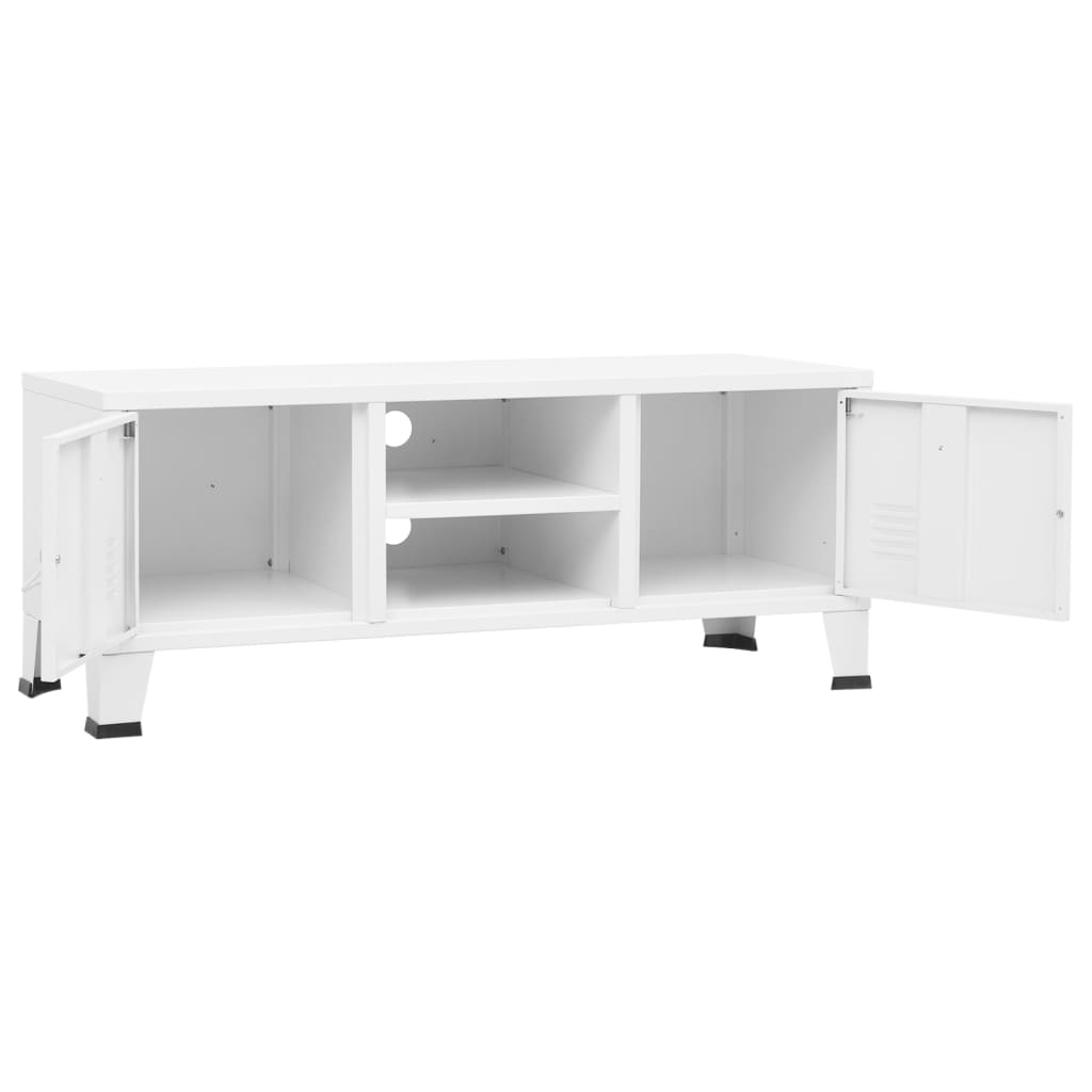 vidaXL Industrial TV Cabinet White 41.3"x13.8"x16.5" Metal