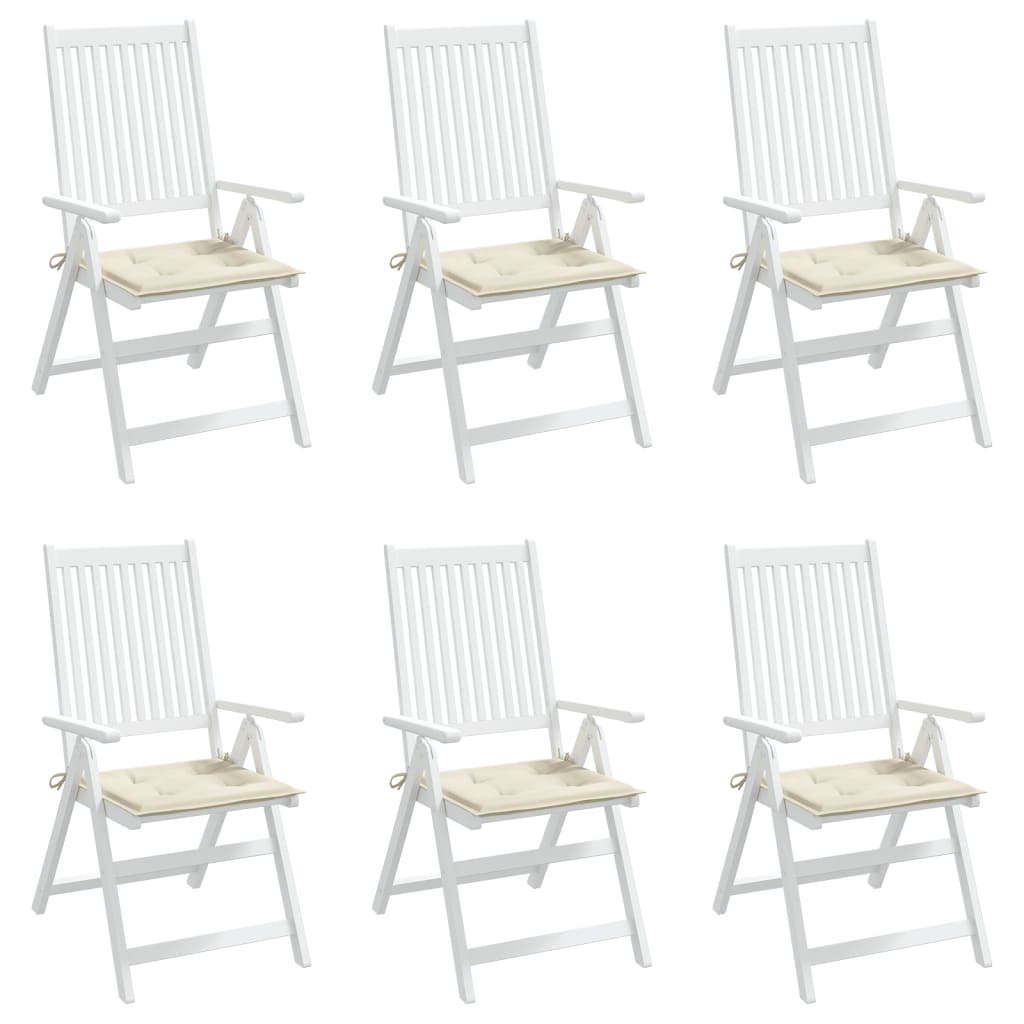 vidaXL Garden Chair Cushions 6 pcs Cream 15.7"x15.7"x1.2" Fabric