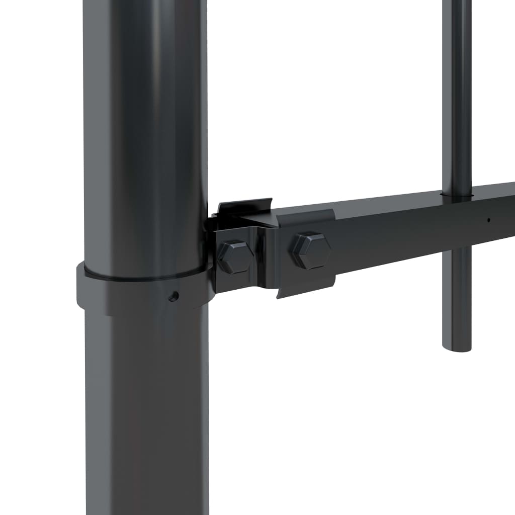 vidaXL Garden Fence with Hoop Top Steel 5.6' Black