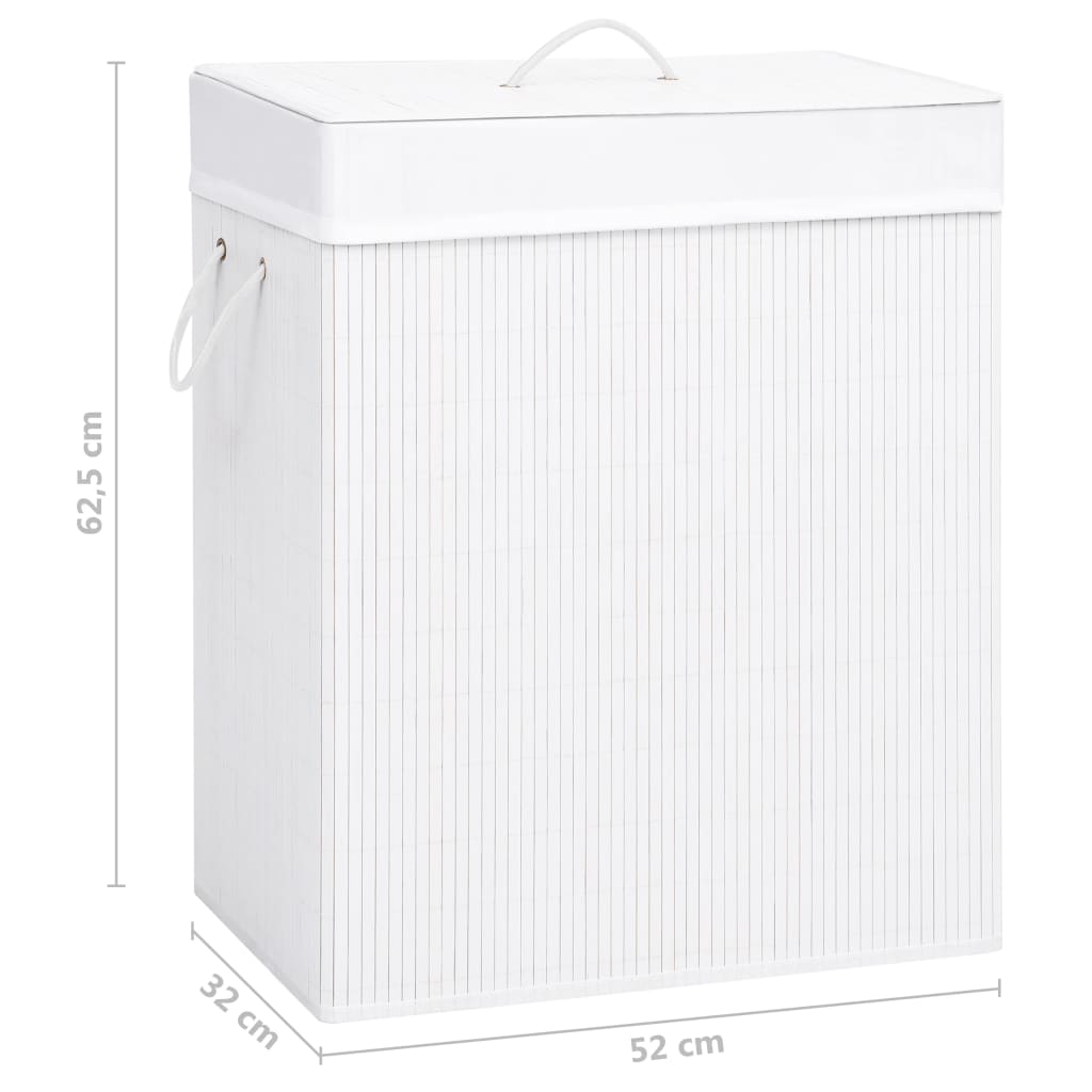 vidaXL Bamboo Laundry Basket White 26.4 gal