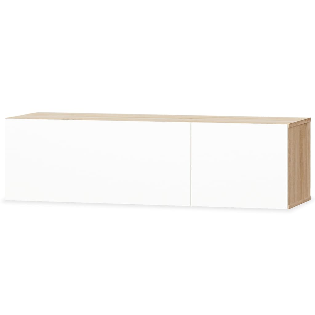 vidaXL TV Cabinet Engineered Wood 47.2"x15.7"x13.4" High Gloss White and Oak